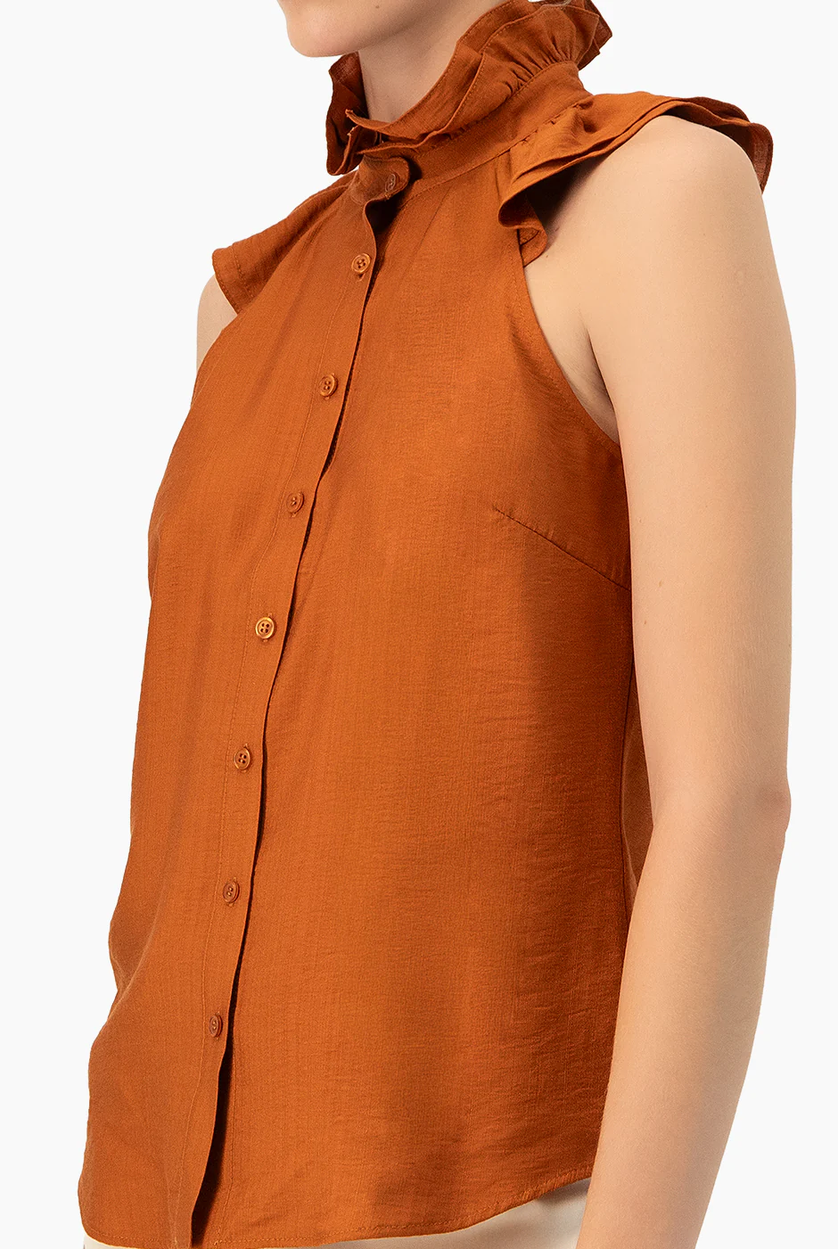Blusa cafe de cuello alto - Image 7