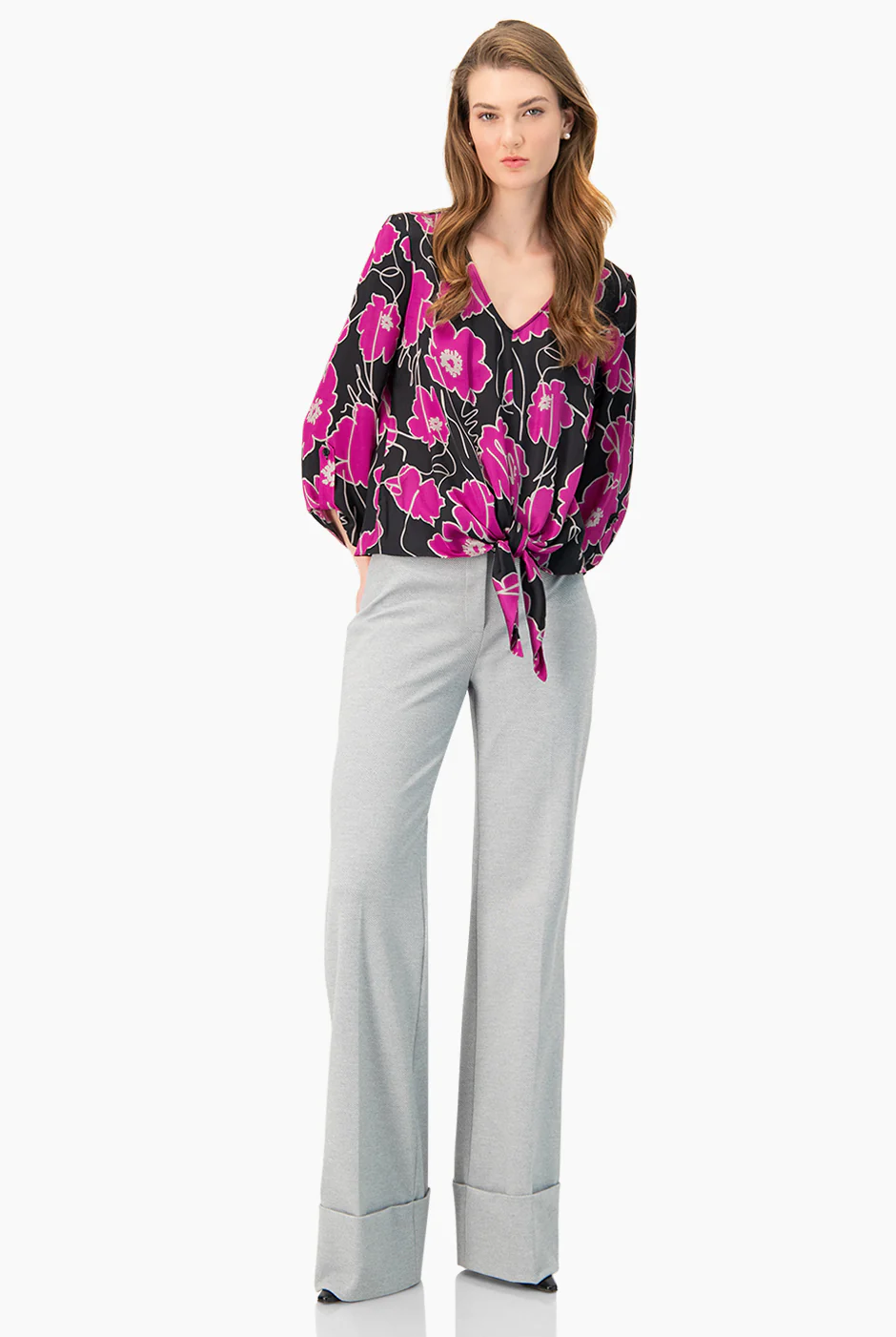 Blusa de amarre y escote en V - Image 3