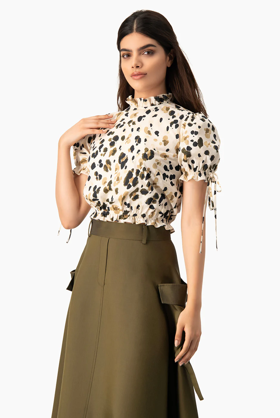 Blusa estampada cuello alto - Image 4