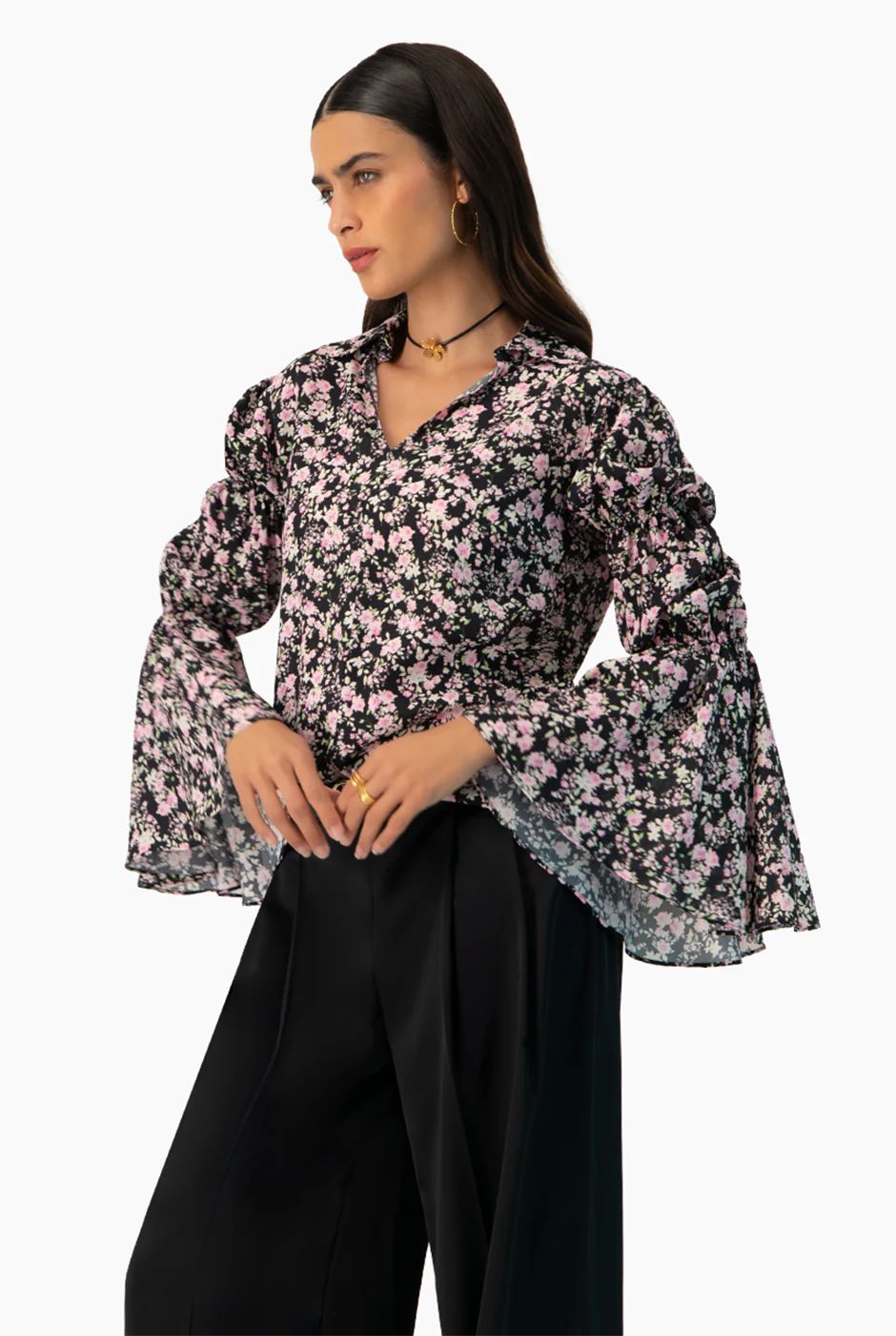Blusa manga larga estampado floral - Image 4