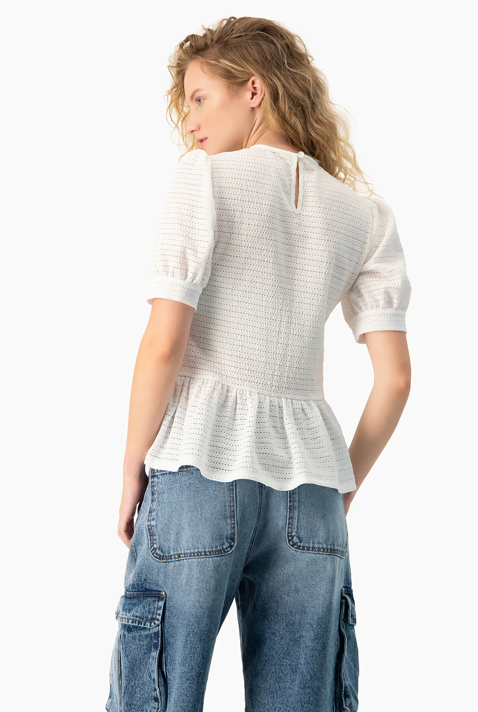 Blusa peplum blanca manga corta - Image 2