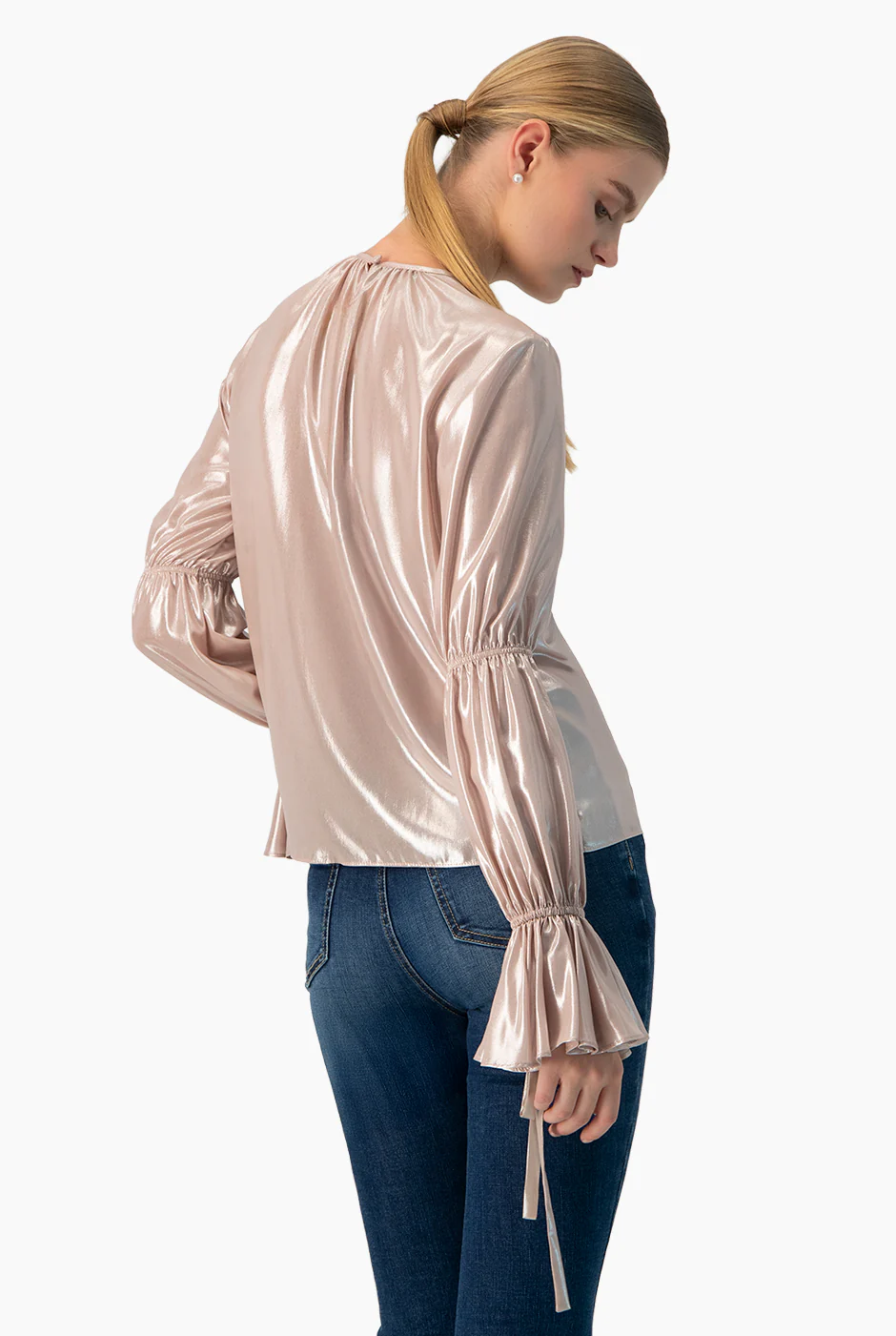 Blusa recta en tela metalizada - Image 2