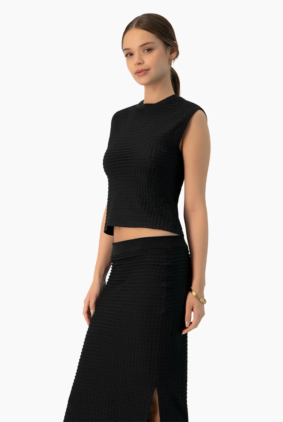 Blusa sin mangas tejida