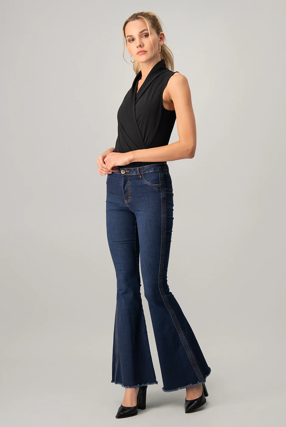 Body Drapeado sin mangas Negro - Image 3