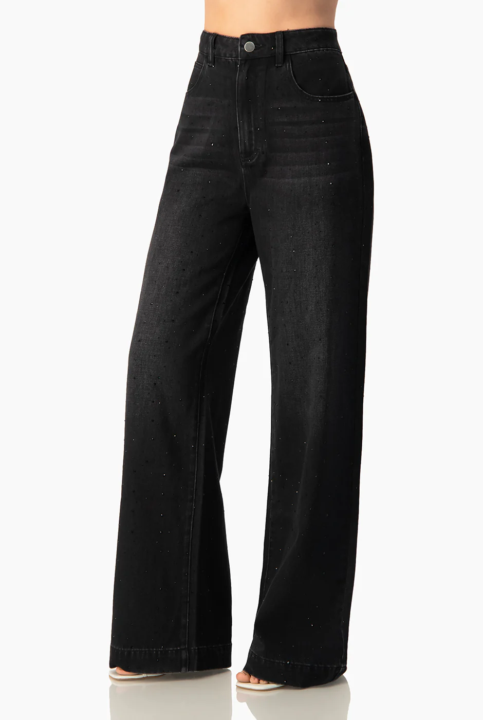 Jeans amplio negro con pedreria - Image 4