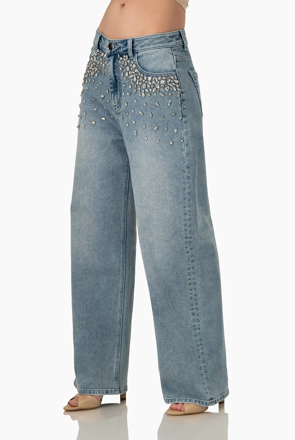 Jeans denim amplio con pedreria - Image 4
