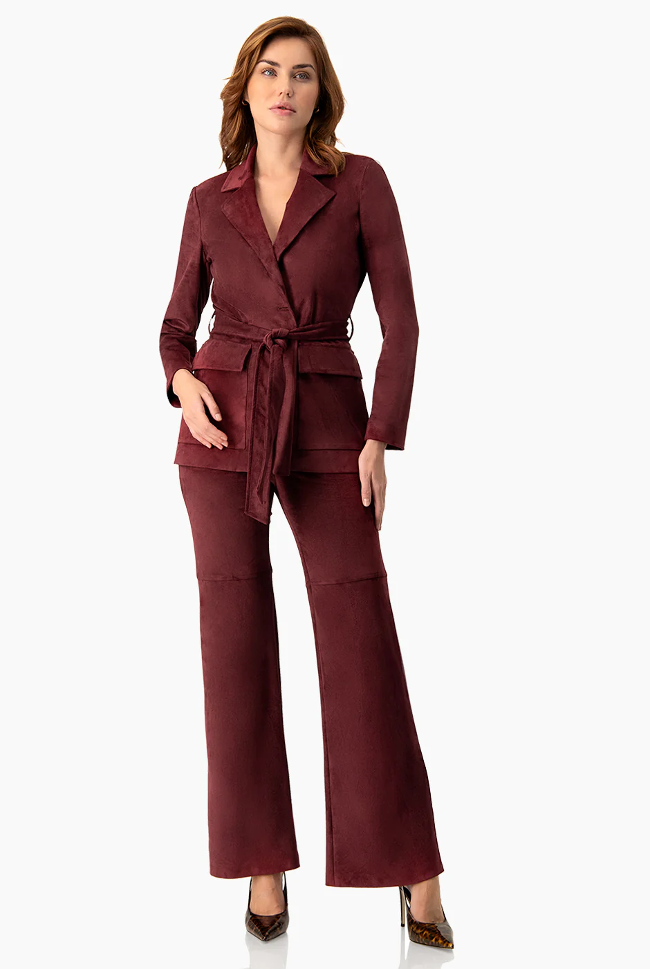 Pantalon liso en tono vino - Image 6