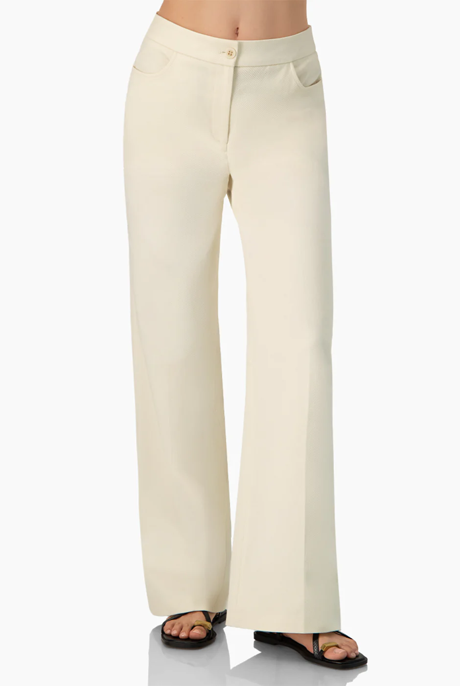 Pantalon marfil de pierna ancha