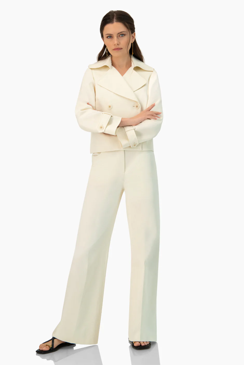 Pantalon marfil de pierna ancha - Image 6