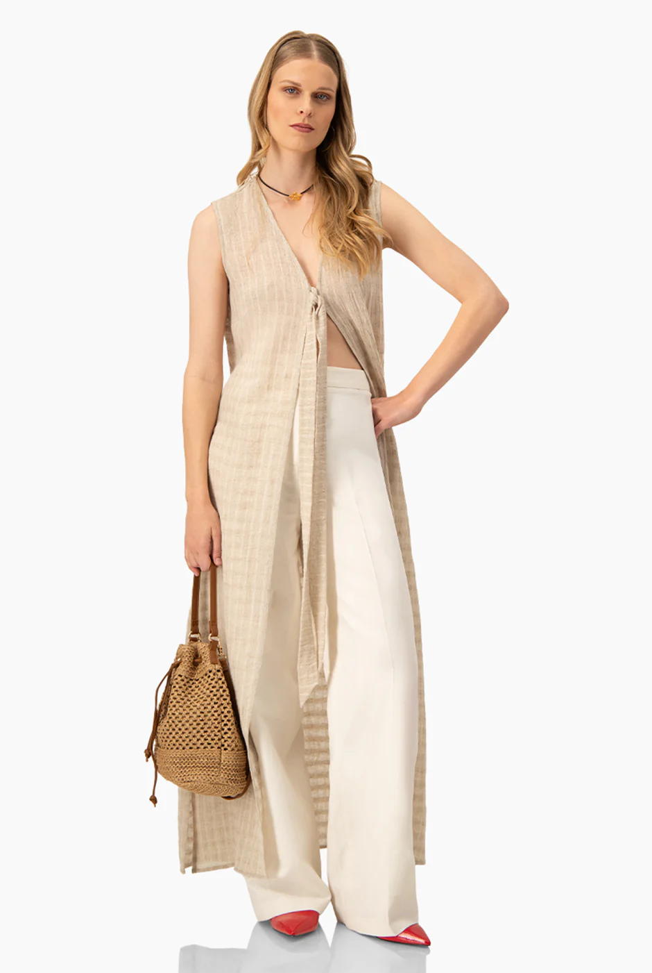 Pantalon recto color marfil - Image 3