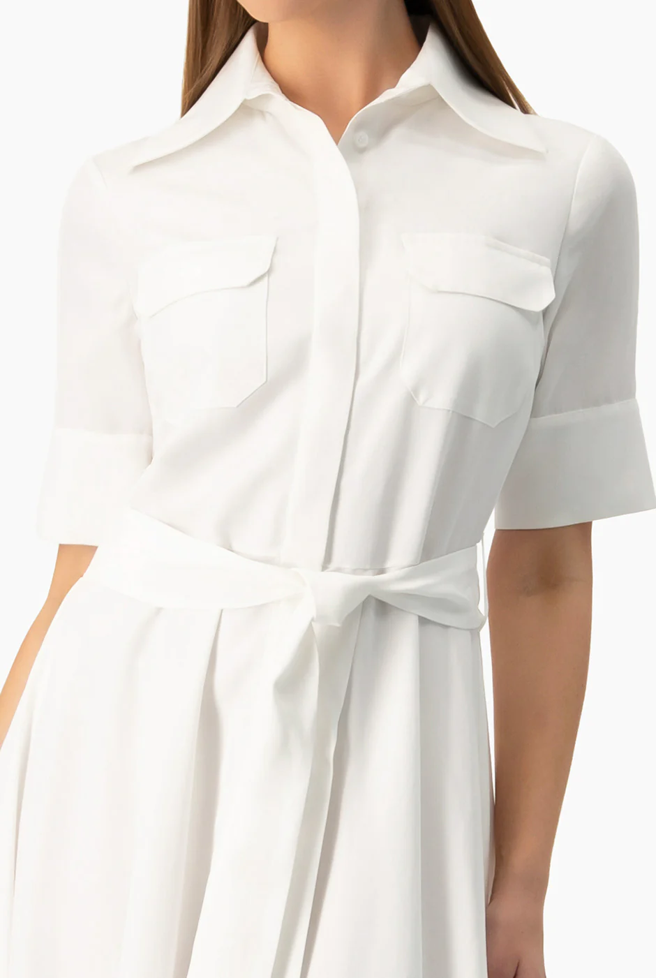 Vestido blanco manga corta y cinta - Image 6