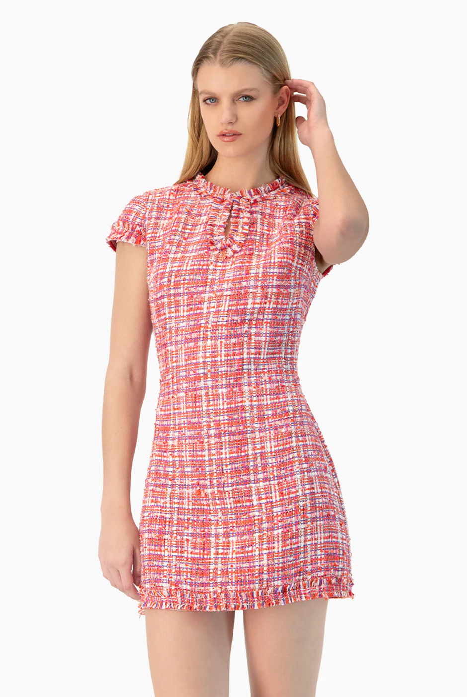 Vestido corto tejido escote de gota - Image 4