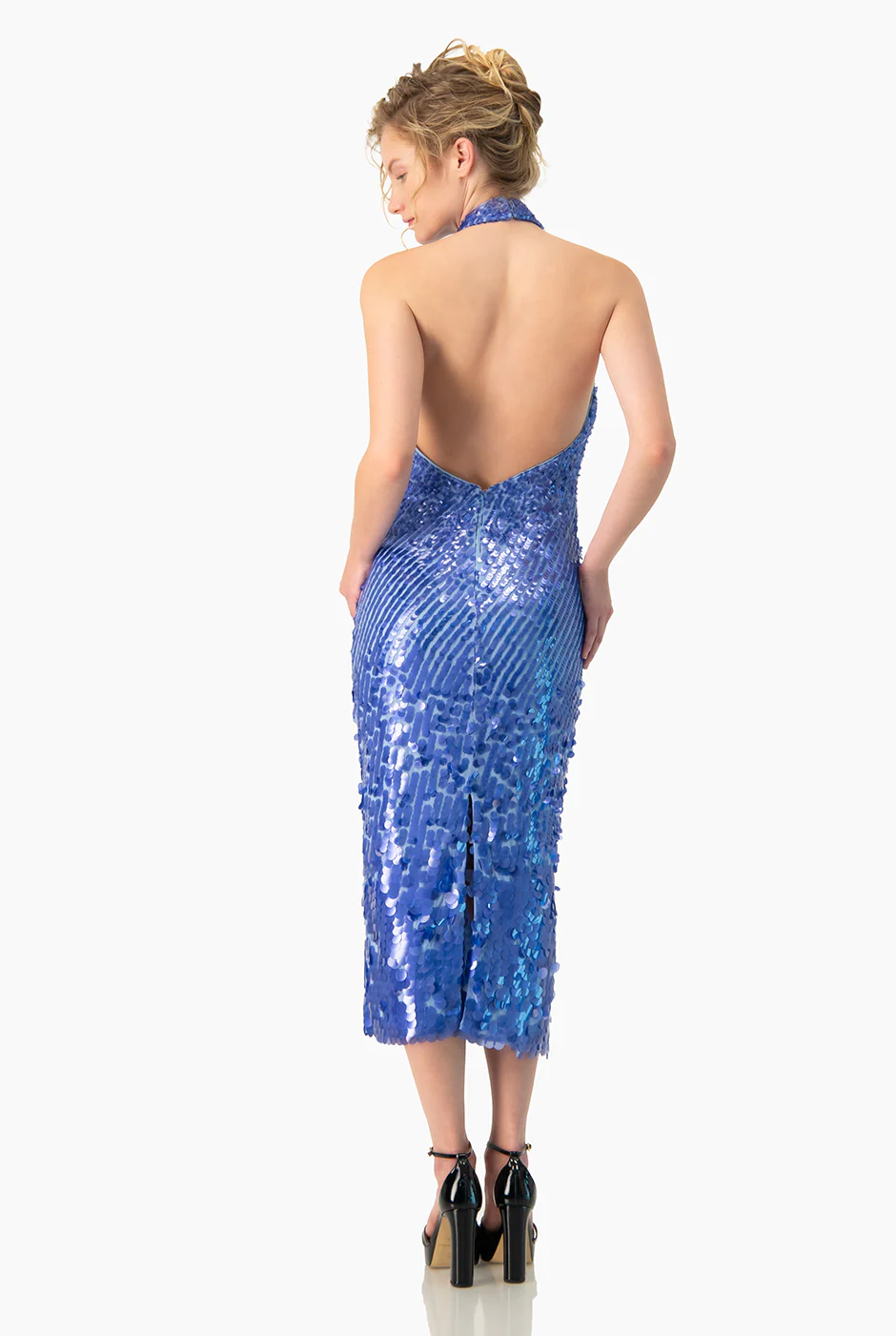 Vestido cuello halter azul - Image 2