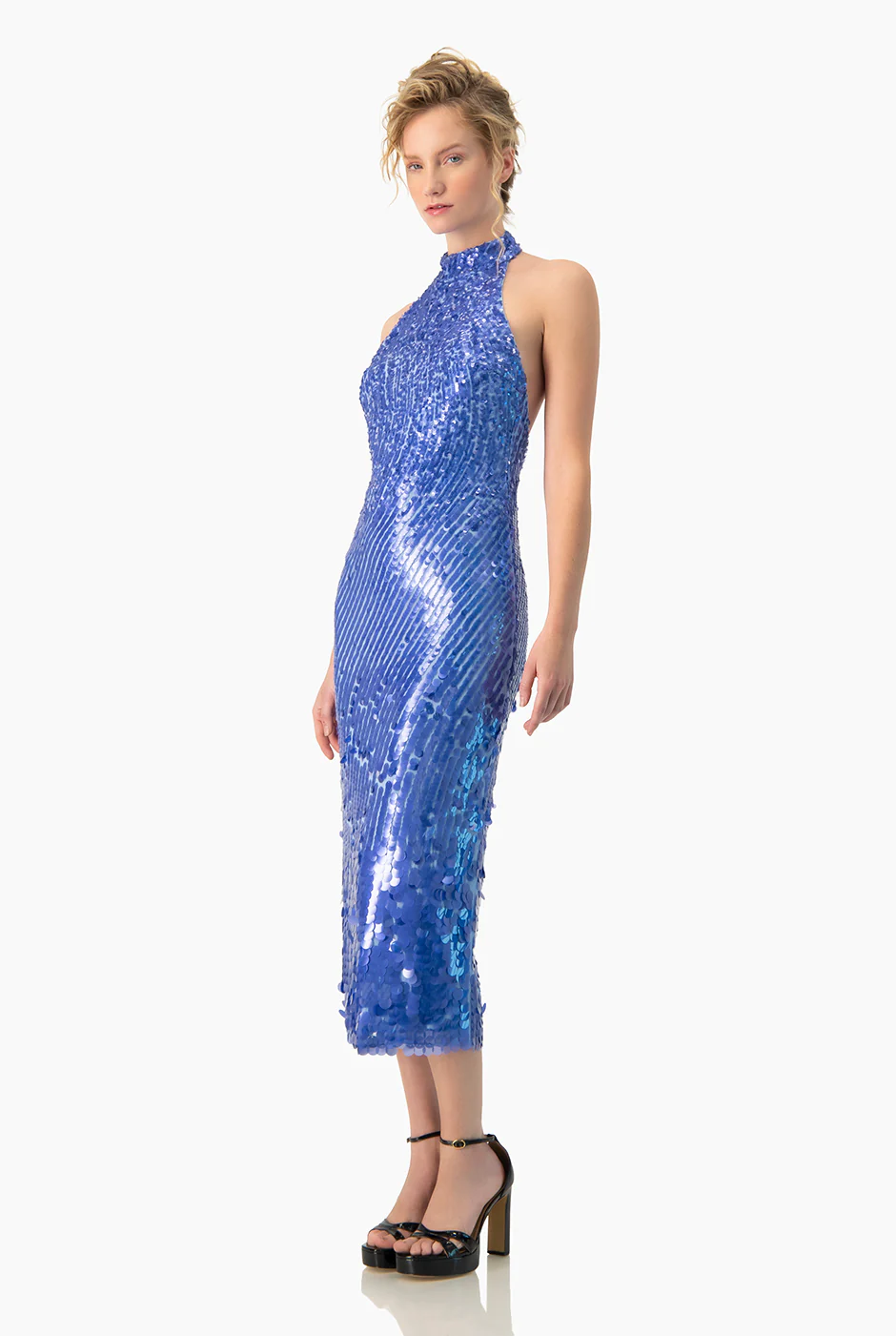Vestido cuello halter azul - Image 3