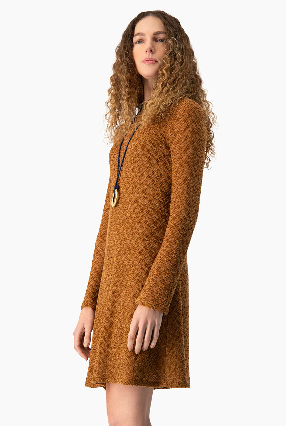 Vestido Ivonne tejido corto cafe - Image 3