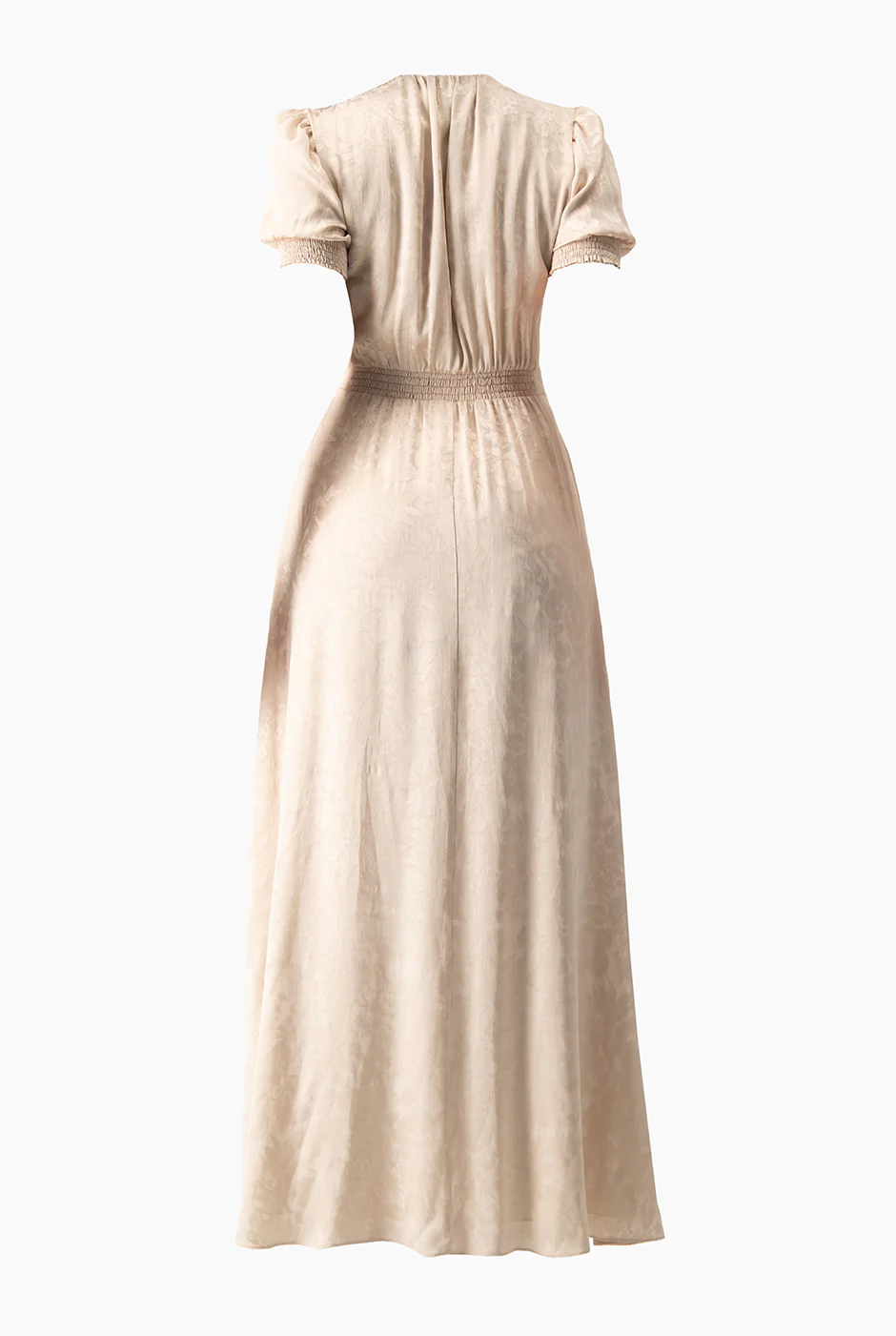 Vestido largo color beige con smock - Image 7