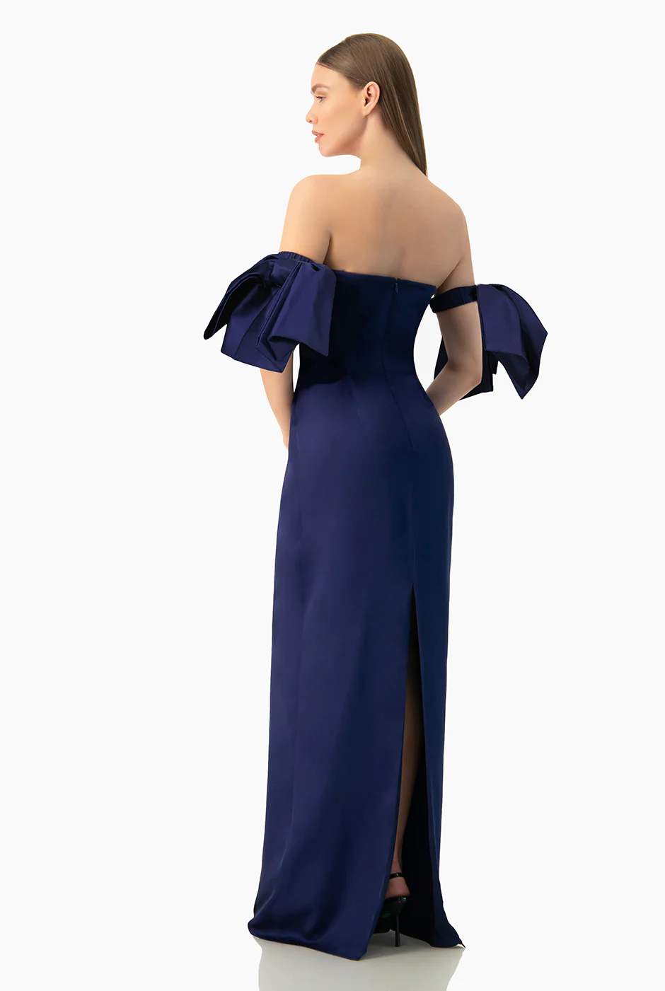 Vestido largo marino con tirantes - Image 2