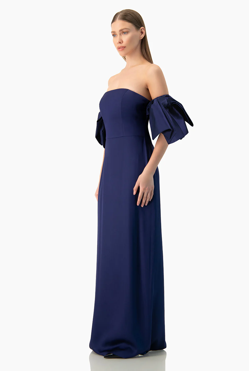 Vestido largo marino con tirantes - Image 3