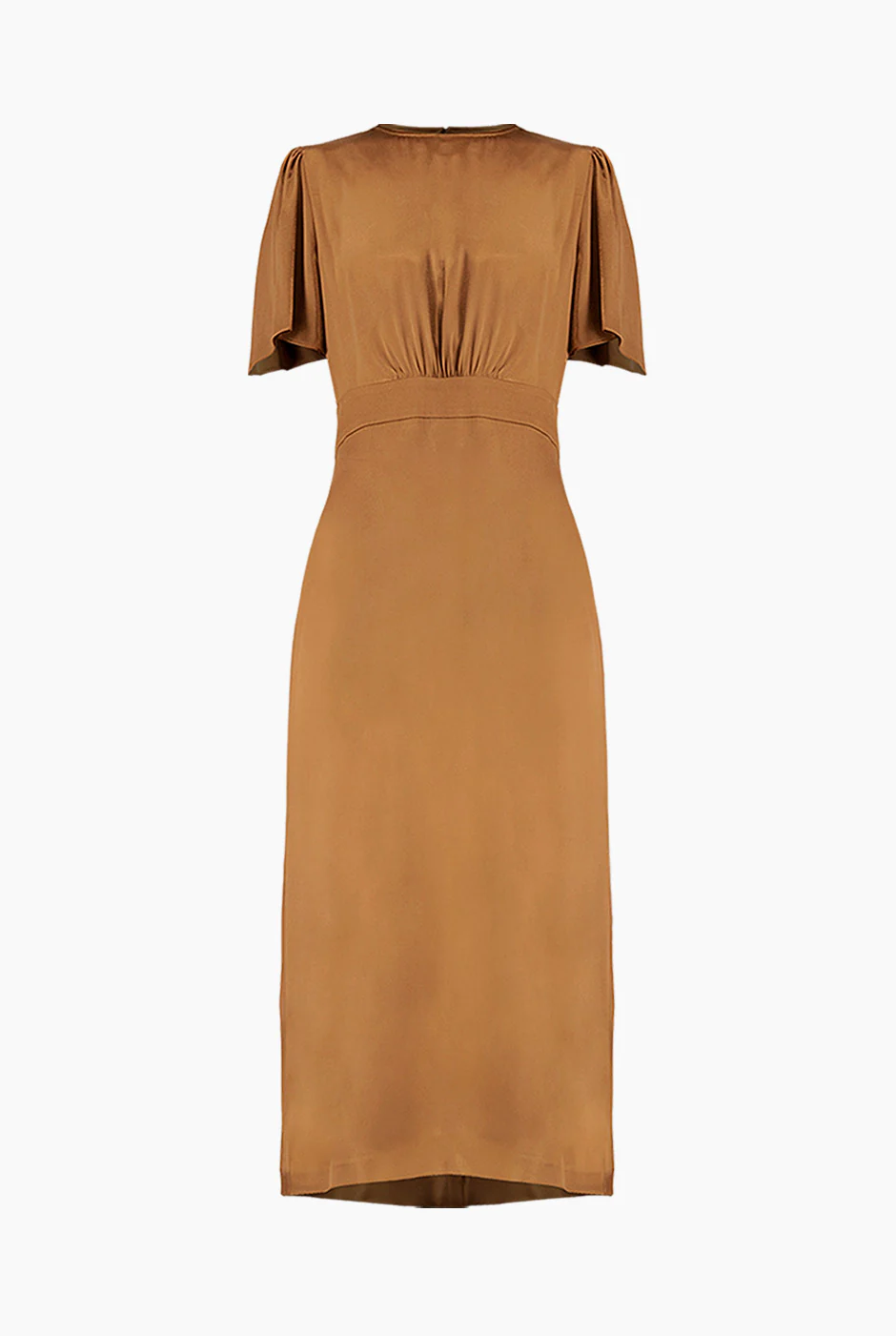 Vestido midi liso de manga corta - Image 5