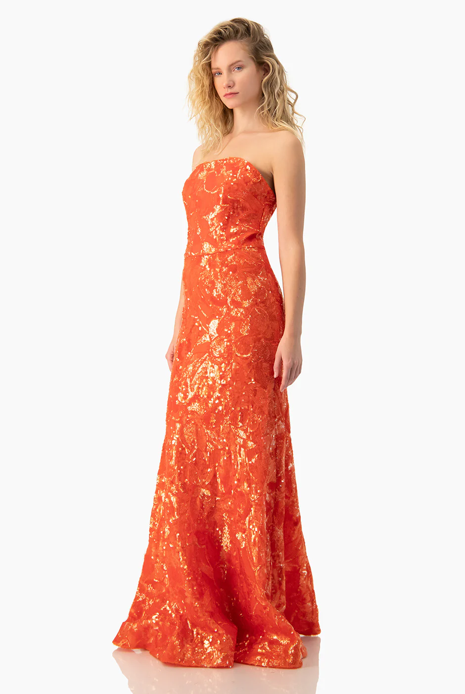 Vestido naranja strapless - Image 3