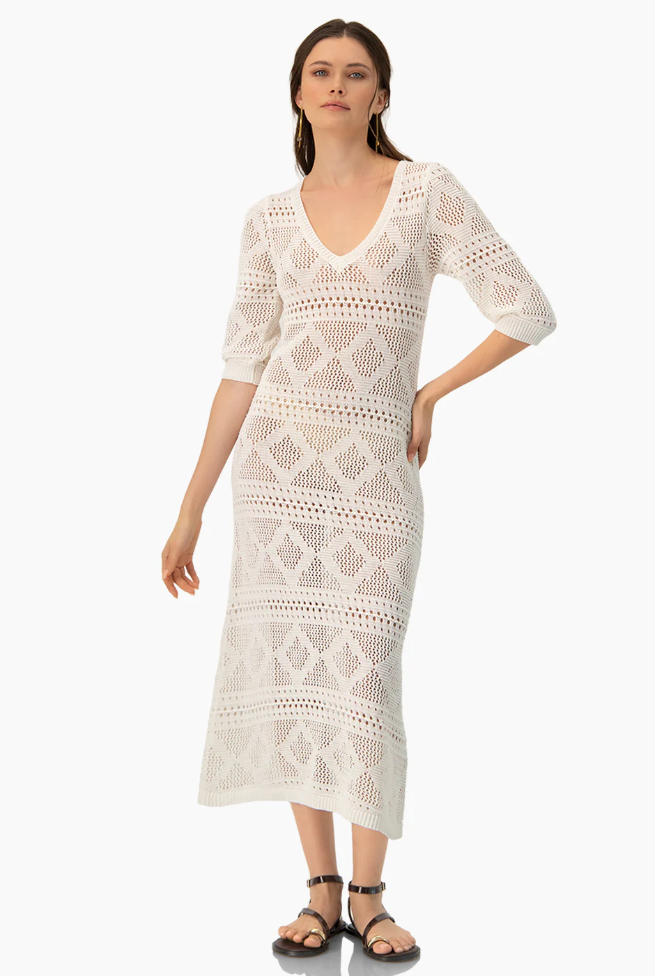Vestido Off-White Calado