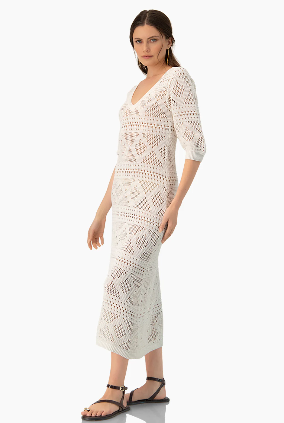 Vestido Off-White Calado - Image 3